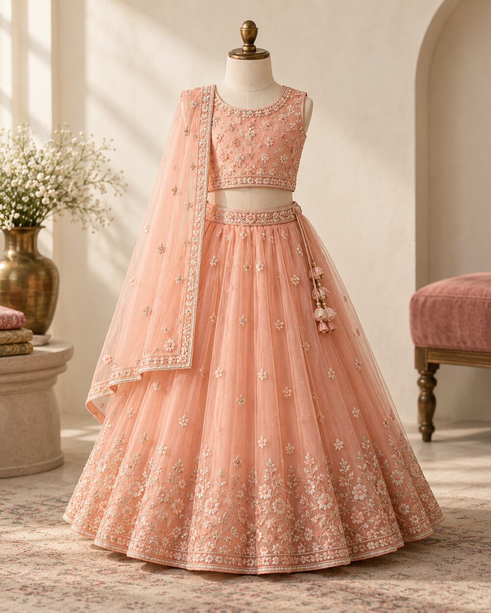 Peach Girls’ peach lehenga