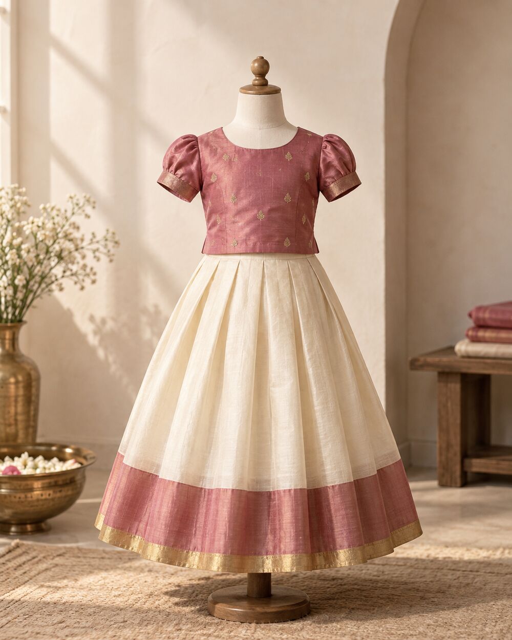 Ivory & rose Girls’ pavadai set